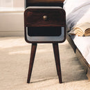 Mini California Walnut Curved Bedside Nightstand with Lower Slot Artisan