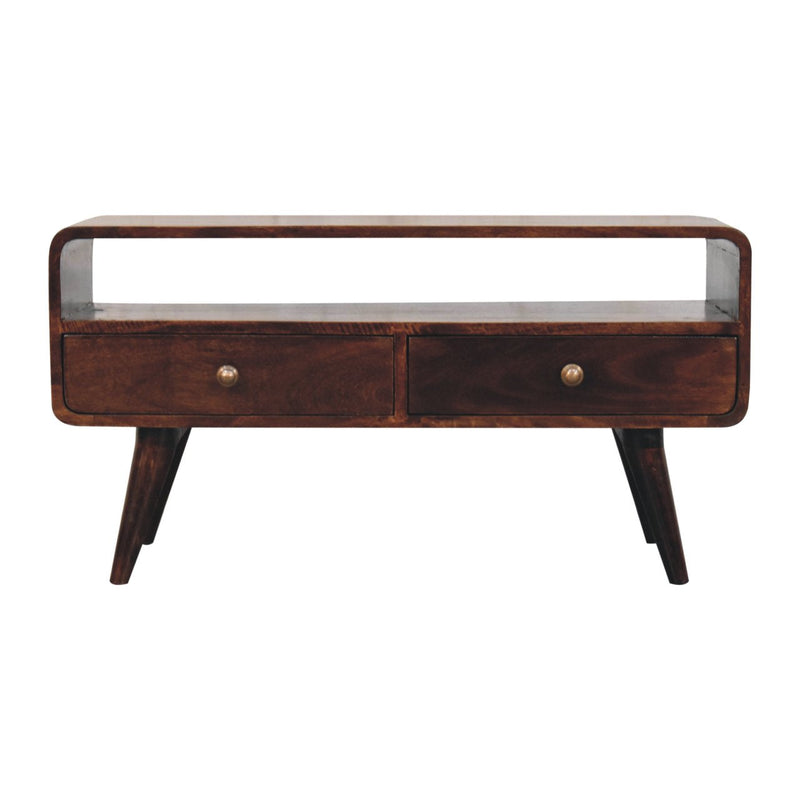 Curved California Walnut Media Unit Artisan