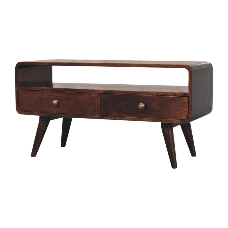 Curved California Walnut Media Unit Artisan