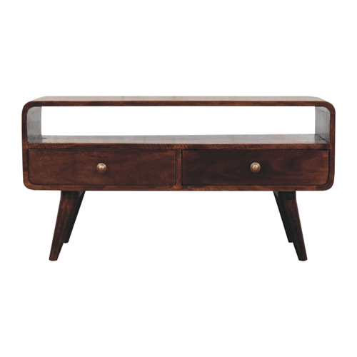 Curved California Walnut Media Unit Artisan