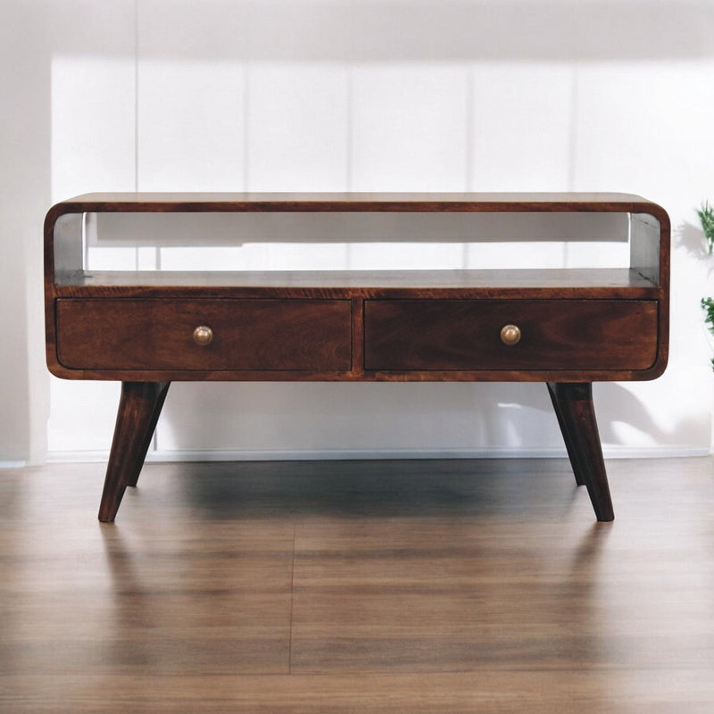 Curved California Walnut Media Unit Artisan