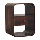 California Walnut Curved Edge Bedside Nightstand Artisan