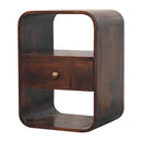 California Walnut Curved Edge Bedside Nightstand Artisan