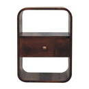 California Walnut Curved Edge Bedside Nightstand Artisan