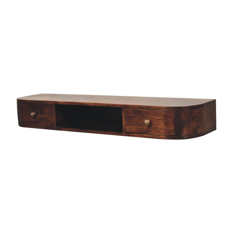 Lunar 2 Drawer Wall Mounted Chestnut Console Table