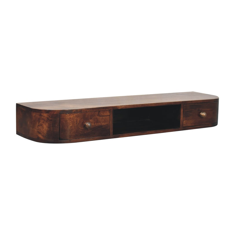 Lunar 2 Drawer Wall Mounted Chestnut Console Table