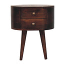 California Walnut Rounded Bedside Nightstand Table Artisan