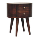 California Walnut Rounded Bedside Nightstand Table Artisan
