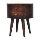 California Walnut Rounded Bedside Nightstand Table Artisan