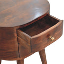 California Walnut Rounded Bedside Nightstand Table Artisan
