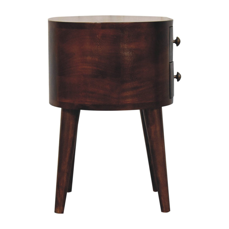 California Walnut Rounded Bedside Nightstand Table Artisan