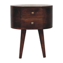 California Walnut Rounded Bedside Nightstand Table Artisan
