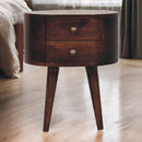 California Walnut Rounded Bedside Nightstand Table Artisan