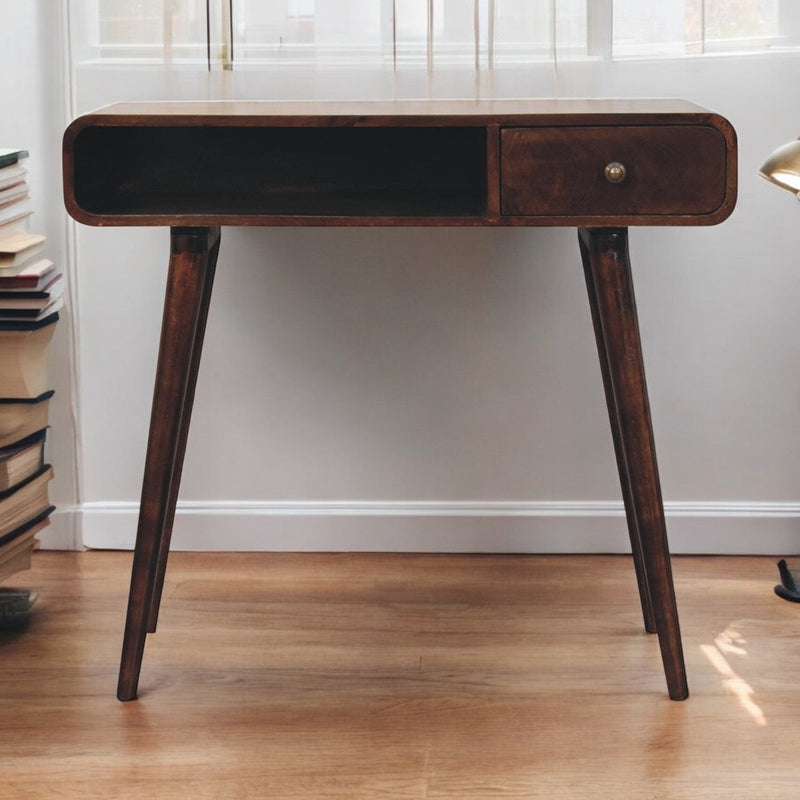 Curved California Walnut Writing Desk Artisan