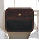 Mini Curved California Walnut Wall Mounted Bedside Nightstand with Open Slot Artisan