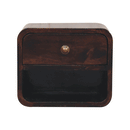 Mini Curved California Walnut Wall Mounted Bedside Nightstand with Open Slot Artisan