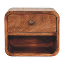 Mini Honey Caramel Wall Mounted Bedside Nightstand with Open Slot Artisan