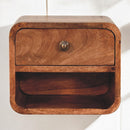 Mini Honey Caramel Wall Mounted Bedside Nightstand with Open Slot Artisan