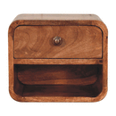 Mini Honey Caramel Wall Mounted Bedside Nightstand with Open Slot Artisan