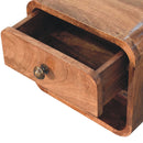 Mini Honey Caramel Wall Mounted Bedside Nightstand with Open Slot Artisan