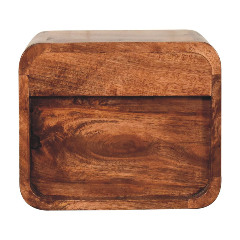 Mini Honey Caramel Wall Mounted Bedside Nightstand with Open Slot Artisan