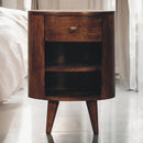 Mini Curved California Walnut Wall Mounted Bedside Nightstand with Open Slot Artisan