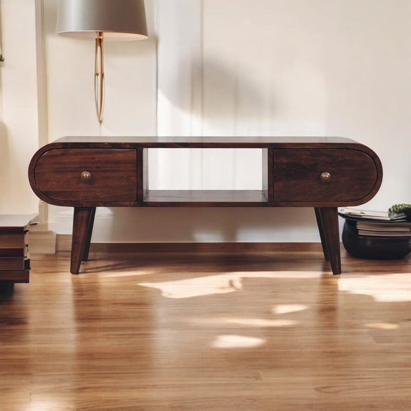 California Walnut Circular TV Stand Artisan
