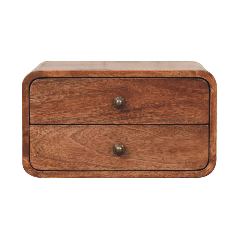 Honey Caramel 2 Drawer Floating Bedside Nightstand Artisan