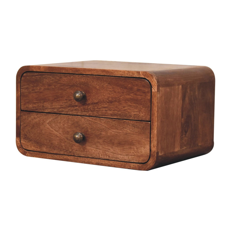 Honey Caramel 2 Drawer Floating Bedside Nightstand Artisan