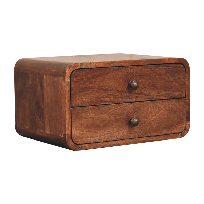 Honey Caramel 2 Drawer Floating Bedside Nightstand Artisan