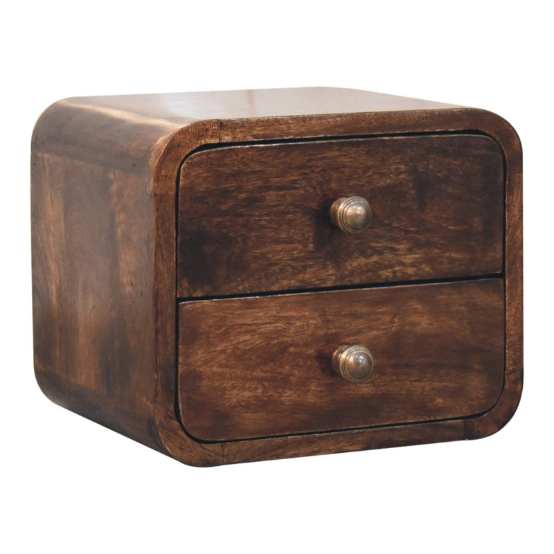 Mini Curved California Walnut Wall Mounted Bedside Nightstand Artisan