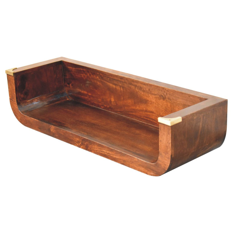Indira California Walnut Floating Console Table Artisan