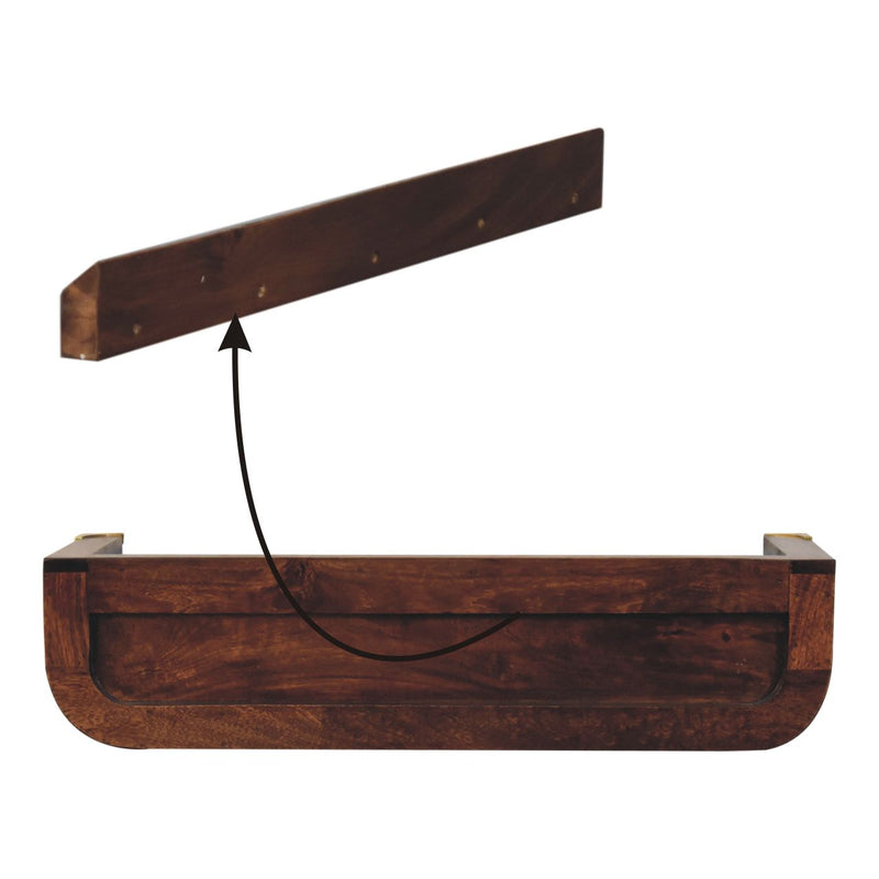 Indira California Walnut Floating Console Table Artisan