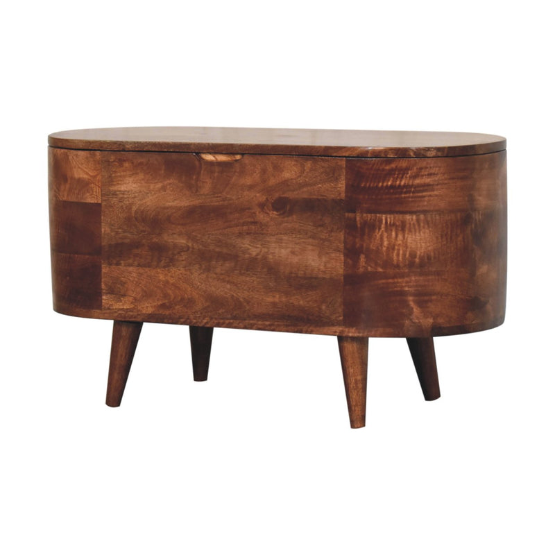 Honey Caramel Rounded Lid up Blanket Box Artisan