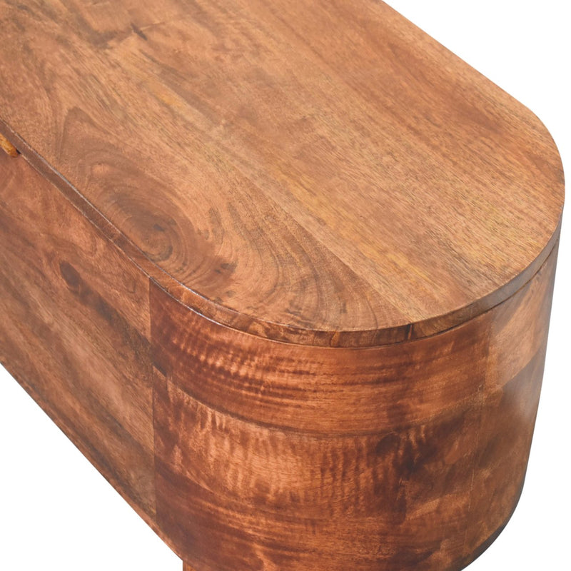 Honey Caramel Rounded Lid up Blanket Box Artisan