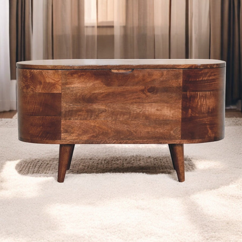 Honey Caramel Rounded Lid up Blanket Box Artisan