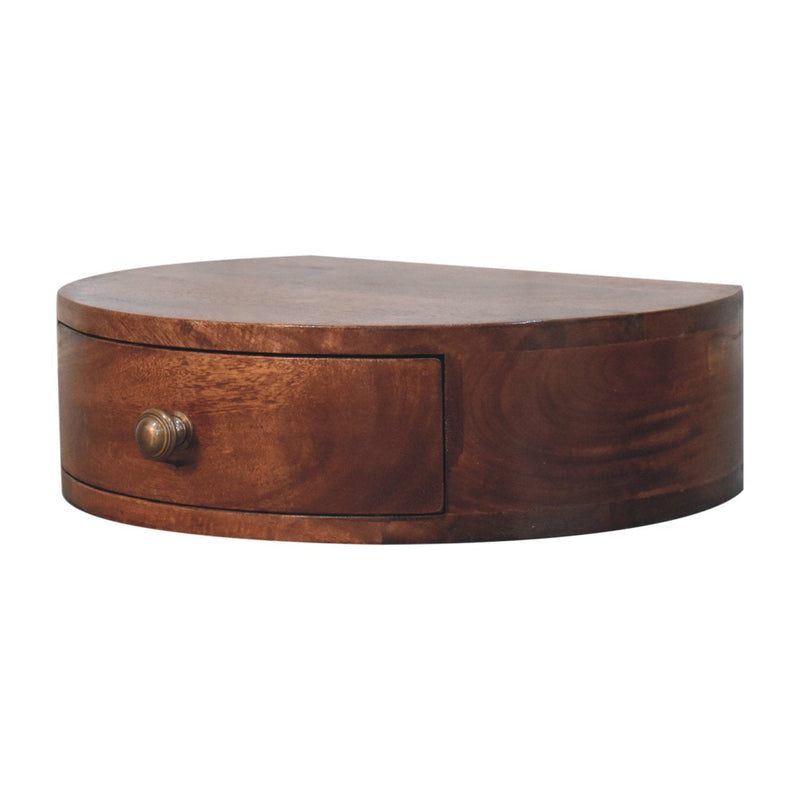 Honey Caramel Wall Mounted Rounded Bedside Nightstand Artisan