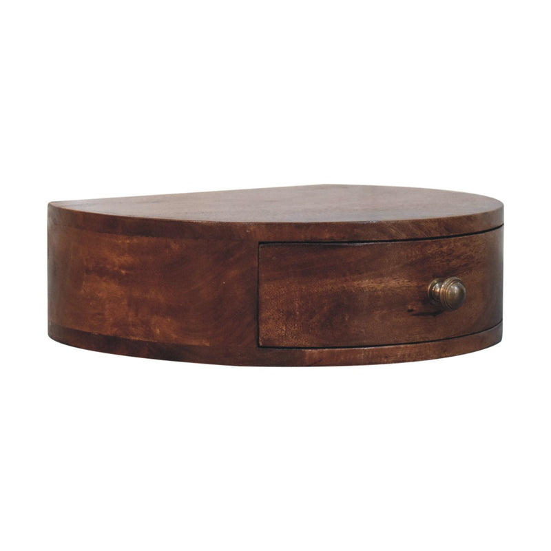 Honey Caramel Wall Mounted Rounded Bedside Nightstand Artisan