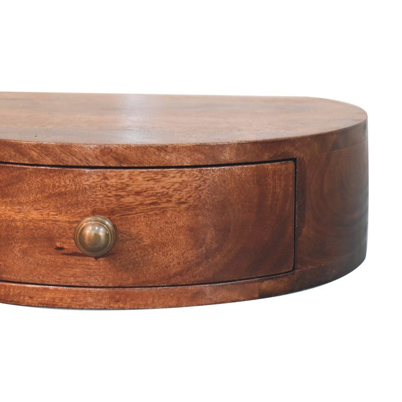 Honey Caramel Wall Mounted Rounded Bedside Nightstand Artisan
