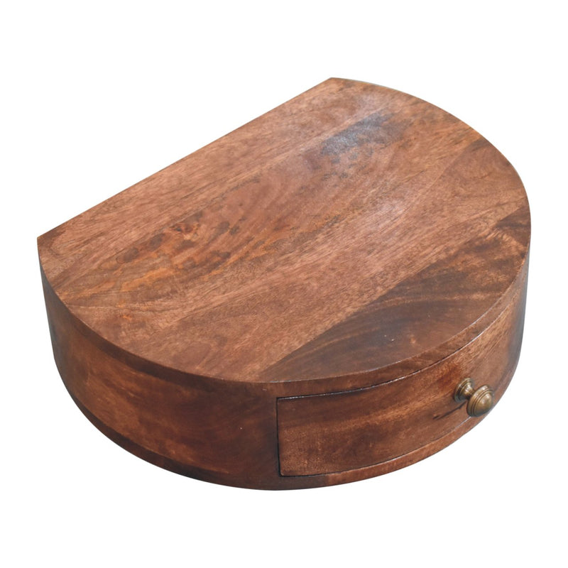 Honey Caramel Wall Mounted Rounded Bedside Nightstand Artisan