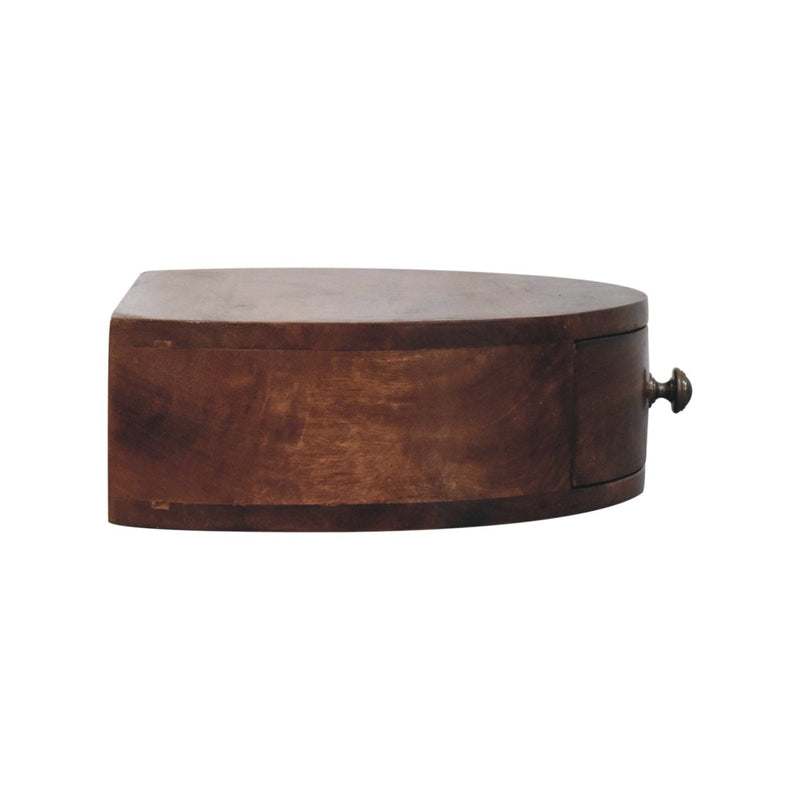 Honey Caramel Wall Mounted Rounded Bedside Nightstand Artisan