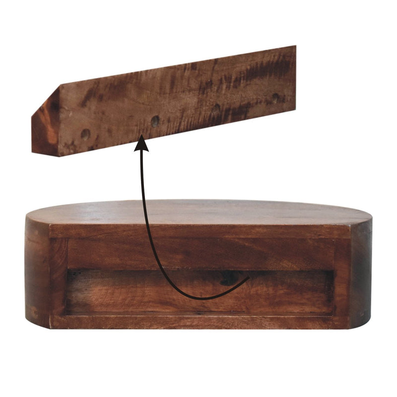 Honey Caramel Wall Mounted Rounded Bedside Nightstand Artisan