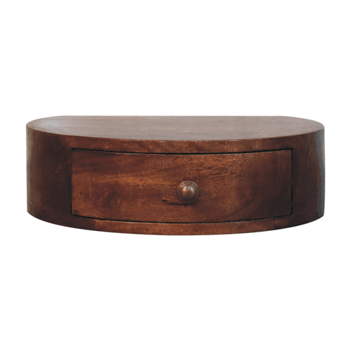 Honey Caramel Wall Mounted Rounded Bedside Nightstand Artisan