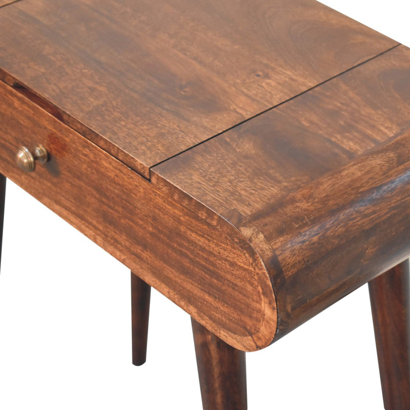 Mini California Walnut Dressing Table with Foldable Mirror Artisan
