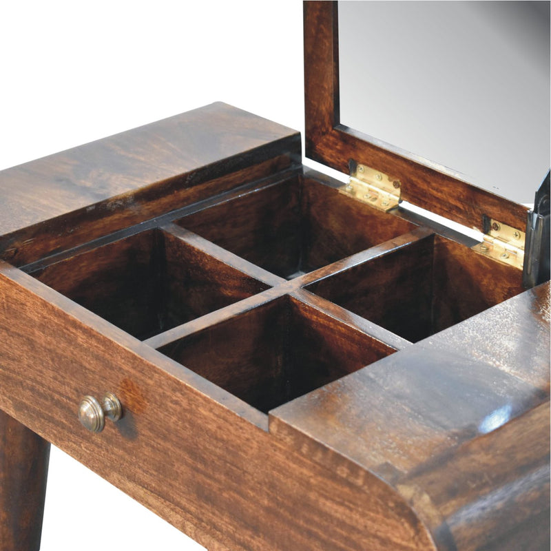 Mini California Walnut Dressing Table with Foldable Mirror Artisan