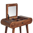 Mini Honey Caramel Dressing Table with Foldable Mirror Artisan