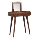 Mini Honey Caramel Dressing Table with Foldable Mirror Artisan
