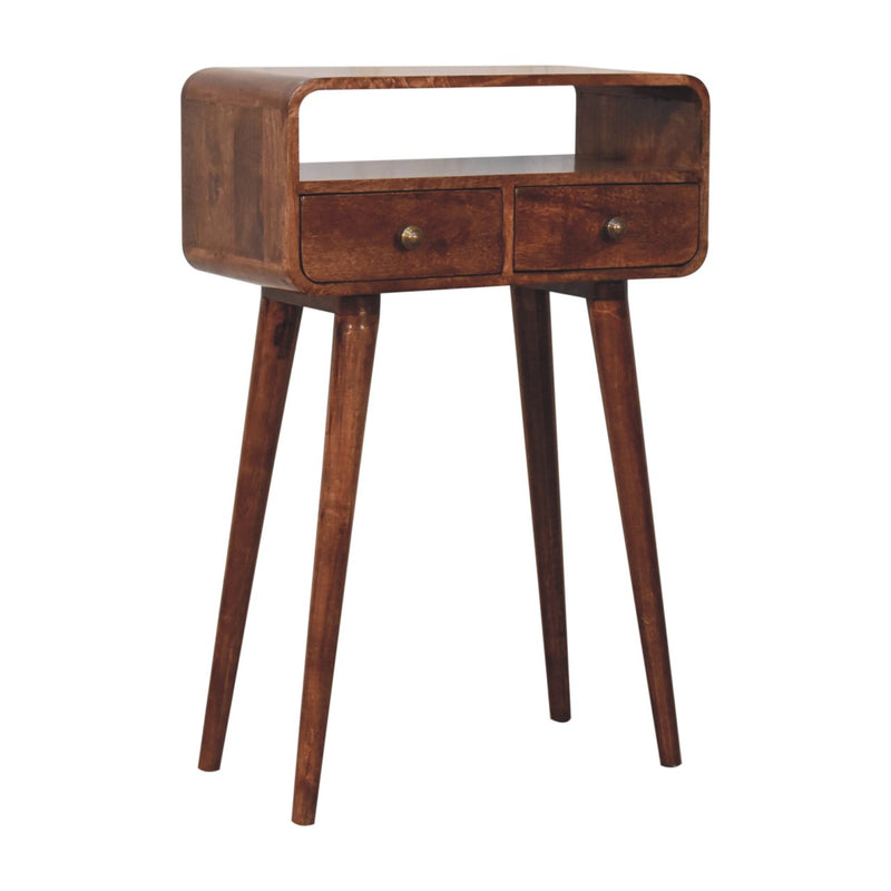 Mini Curved Honey Caramel Console Table Artisan
