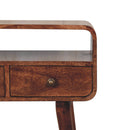 Mini Curved Honey Caramel Console Table Artisan