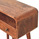 Mini Curved Honey Caramel Console Table Artisan